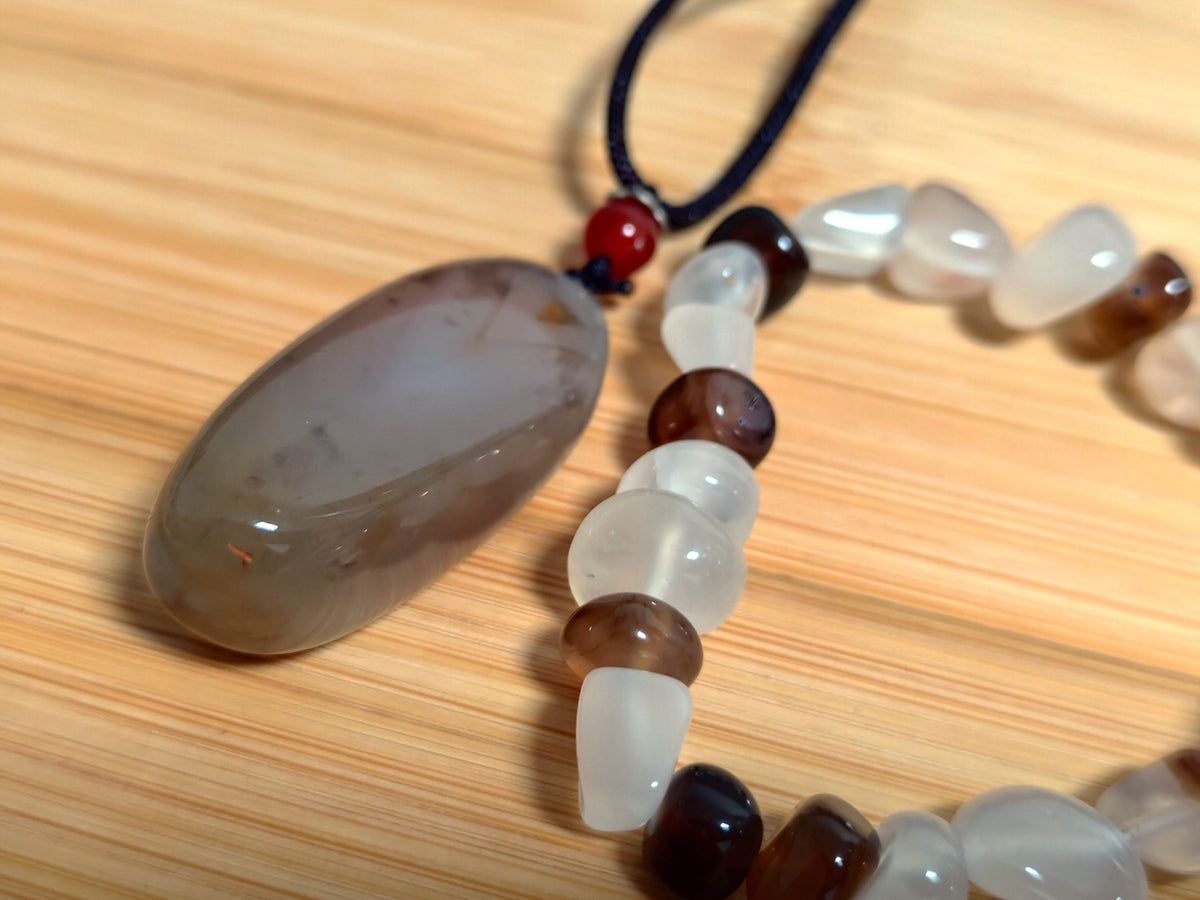 2er Set Naturstein Edelstein Achat Sardonyx Armband + Anhänger inkl.Kordel Nr.102