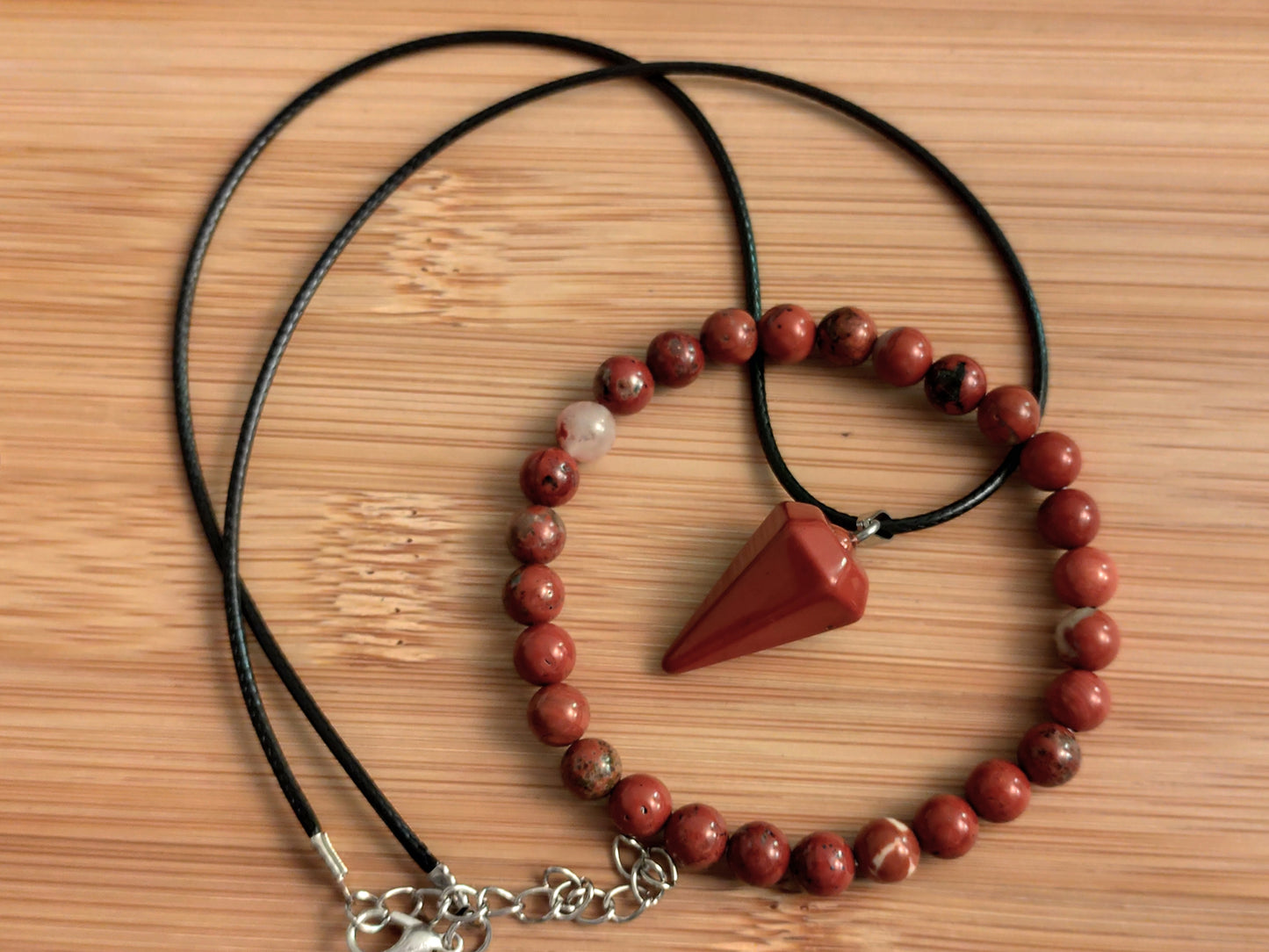 2er Set Naturstein Edelstein roter Jaspis Armband und Anhänger inkl.Kette Nr.37
