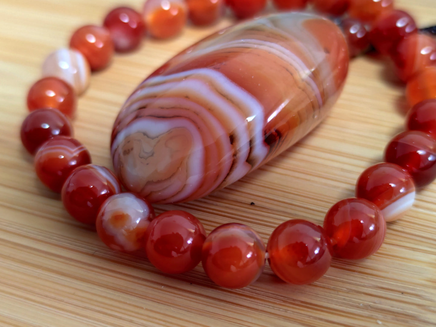 2er Set Naturstein Edelstein Achat Sardonyx Armband + Anhänger inkl.Kordel Nr.41
