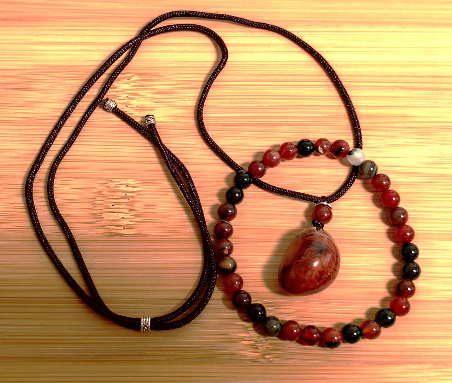 2er Set Naturstein Edelstein Dream Achat Armband und Anhänger inkl.Kordel Nr.63