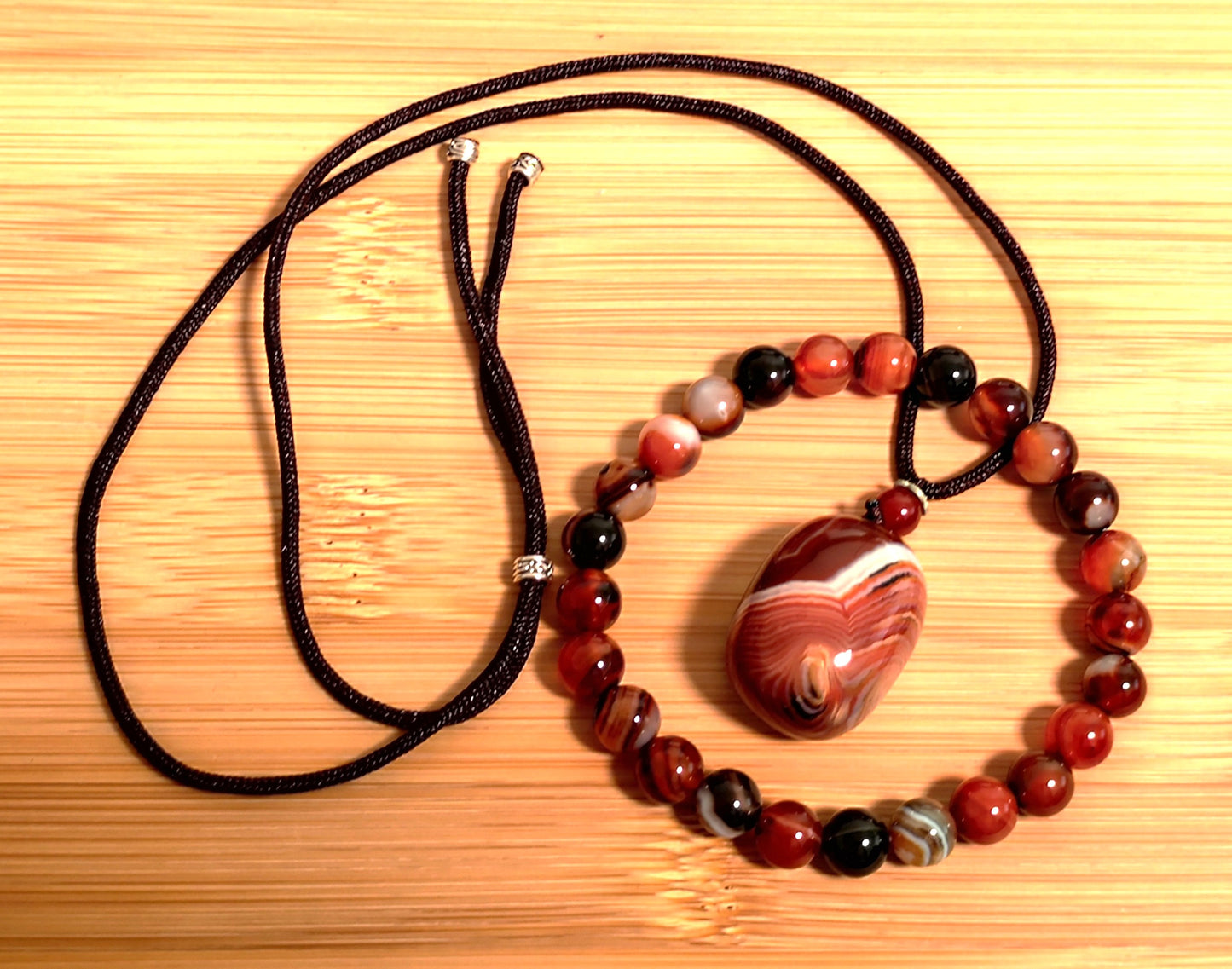 2er Set Naturstein Edelstein Achat Sardonyx Armband + Anhänger inkl.Kordel Nr.69