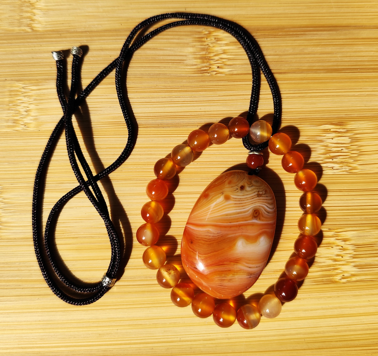 2er Set Naturstein Edelstein Achat Sardonyx Armband + Anhänger inkl.Kordel Nr.85