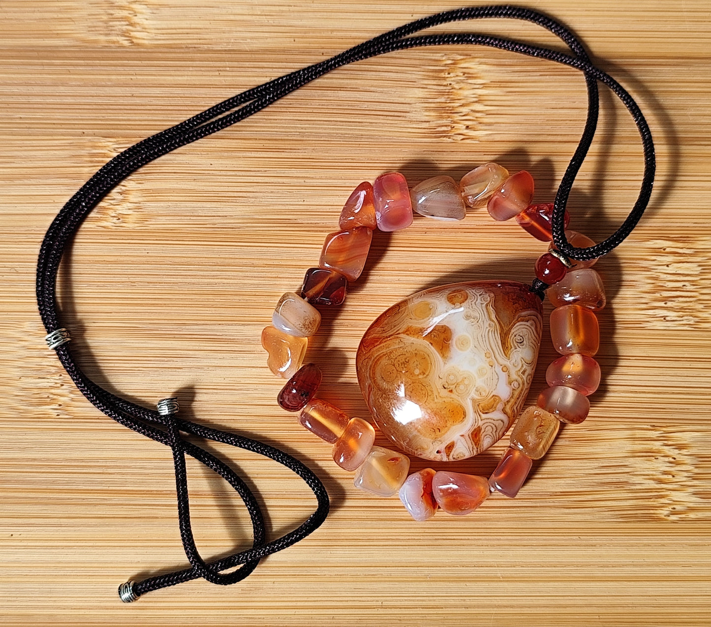 2er Set Naturstein Edelstein Achat Sardonyx Armband + Anhänger inkl.Kordel Nr.87