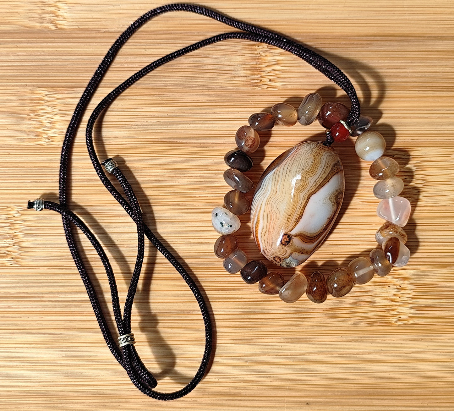 2er Set Naturstein Edelstein Achat Sardonyx Armband + Anhänger inkl.Kordel Nr.88