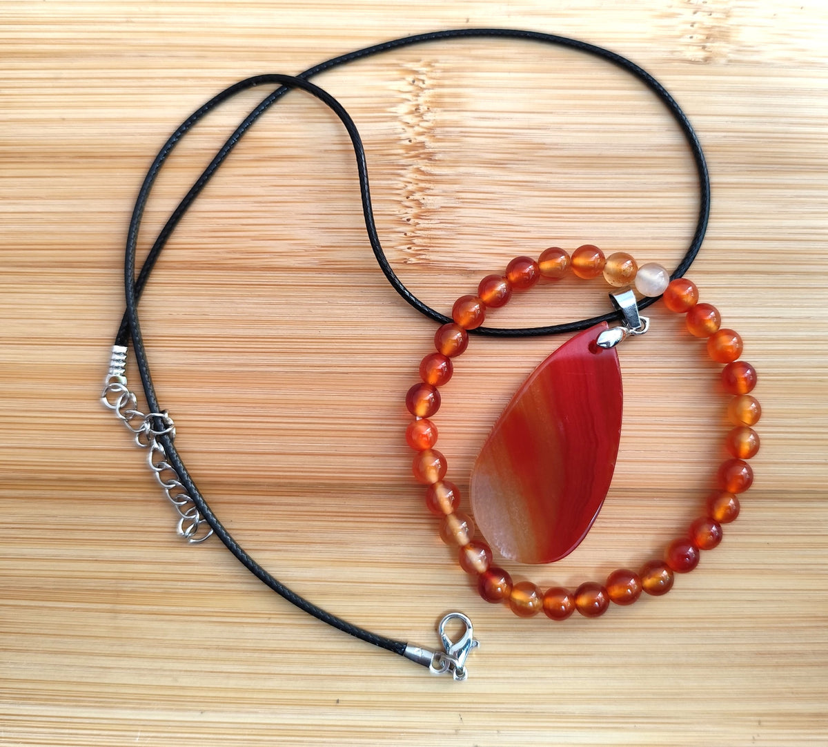 2er Set Naturstein Edelstein Achat Armband und Anhänger inkl.Kordel Nr.99