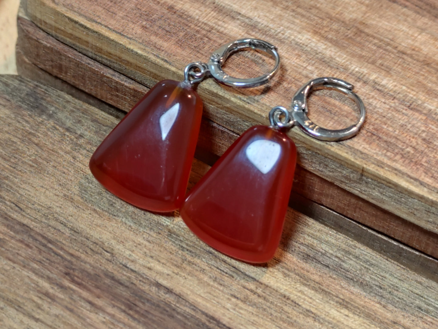 Naturstein Edelstein roter Achat Karneol Ohrringe 925 Silber