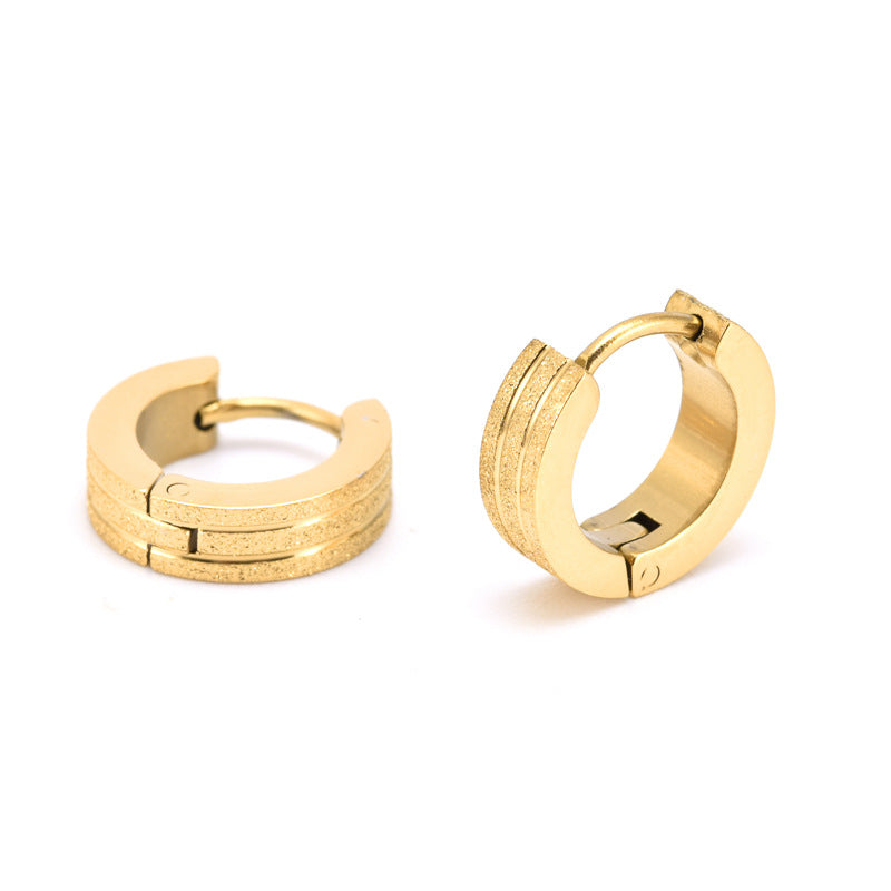 9 x 4 mm Titanstahl Edelstahl Ohrringe Damen Herren Klapp Creolen sandgestrahlt