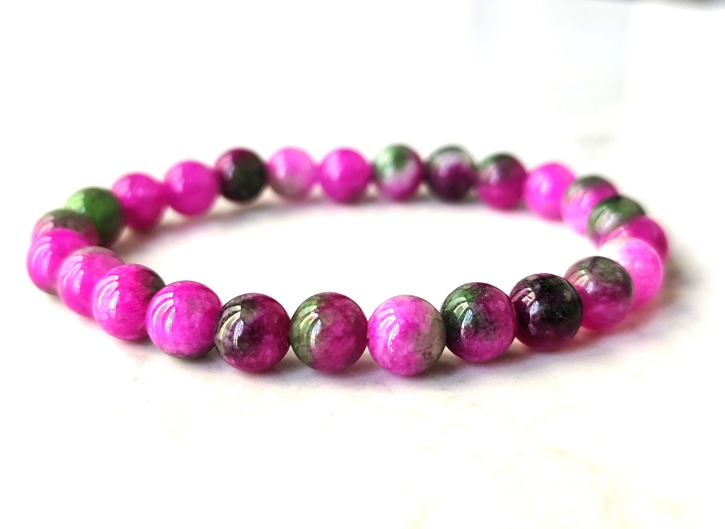 8 mm persischer Jade pink-grün Armband