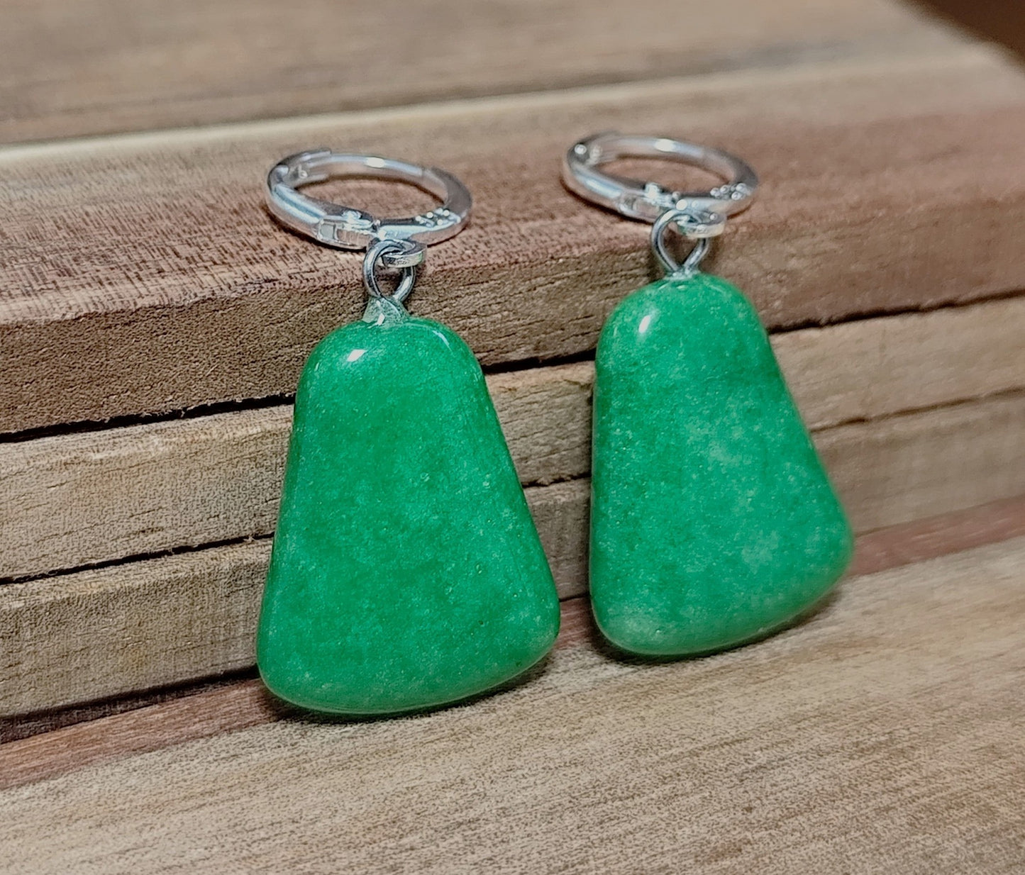 Naturstein Edelstein malaiischer Jade Ohrringe 925 Silber