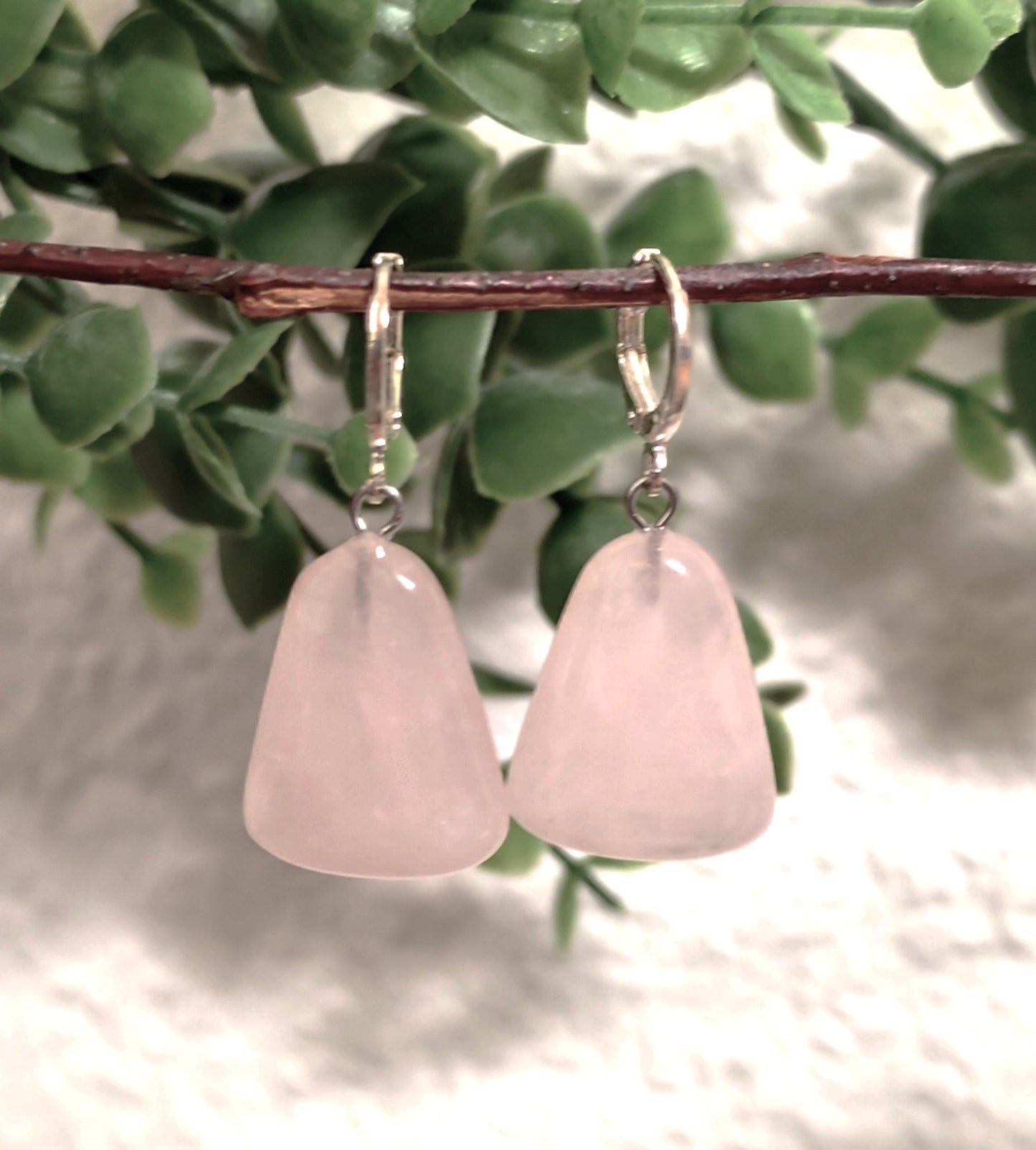 Naturstein Edelstein rosa Quarz Ohrringe 925 Silber