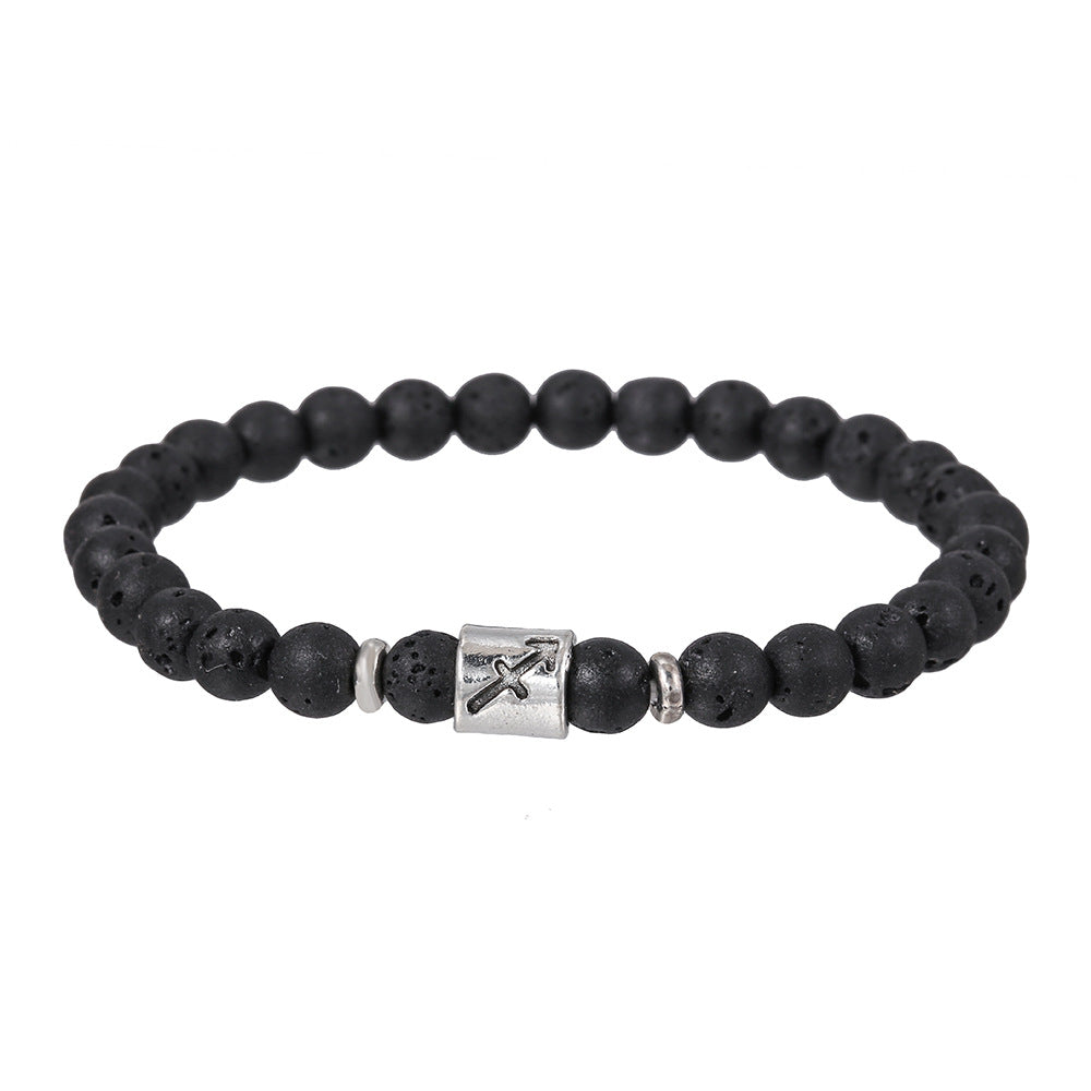 Sternzeichen Horoskop Naturstein Armband Perlenarmband Kugelarmband 6 mm Lavastein Vulkanstein