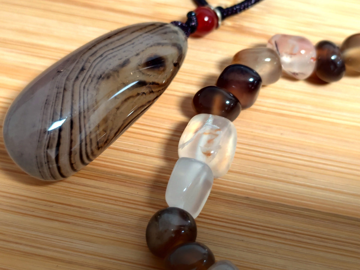 2er Set Naturstein Edelstein Achat Sardonyx Armband + Anhänger inkl.Kordel Nr.101