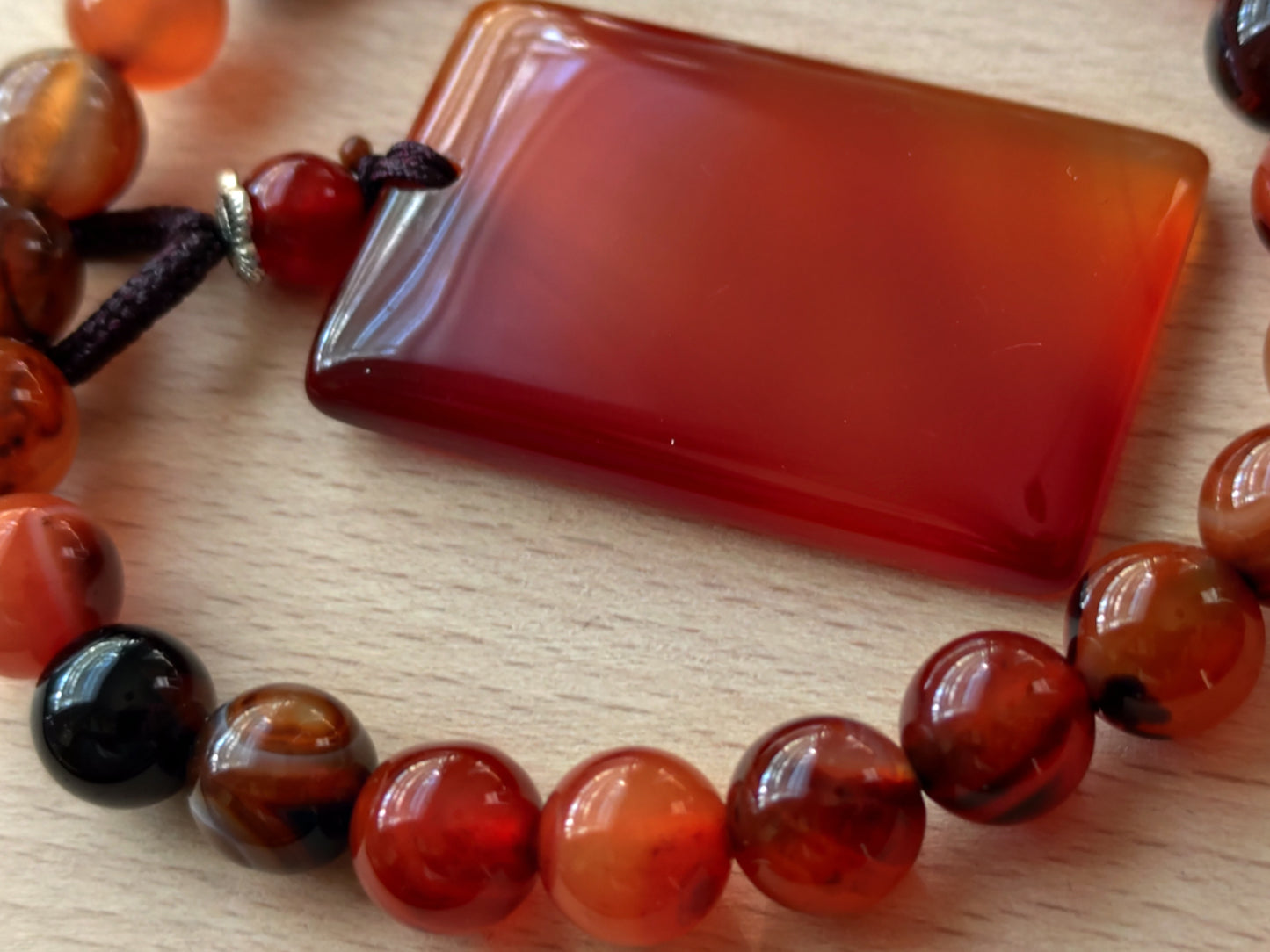 2er Set Naturstein Edelstein Achat orange Armband und Anhänger inkl.Kordel Nr.11