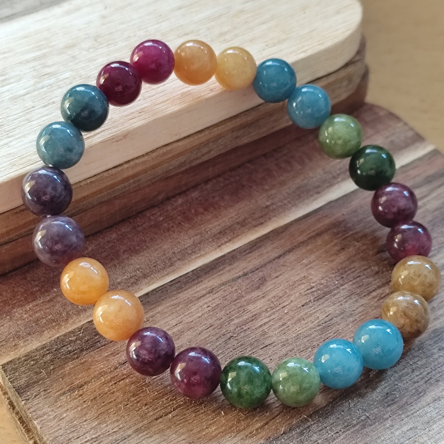 8 mm bunter Turmalin Armband