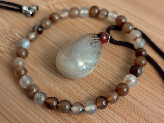 2er Set Naturstein Edelstein Sardonyx Achat Armband und Anhänger inkl.Kordel Nr.27