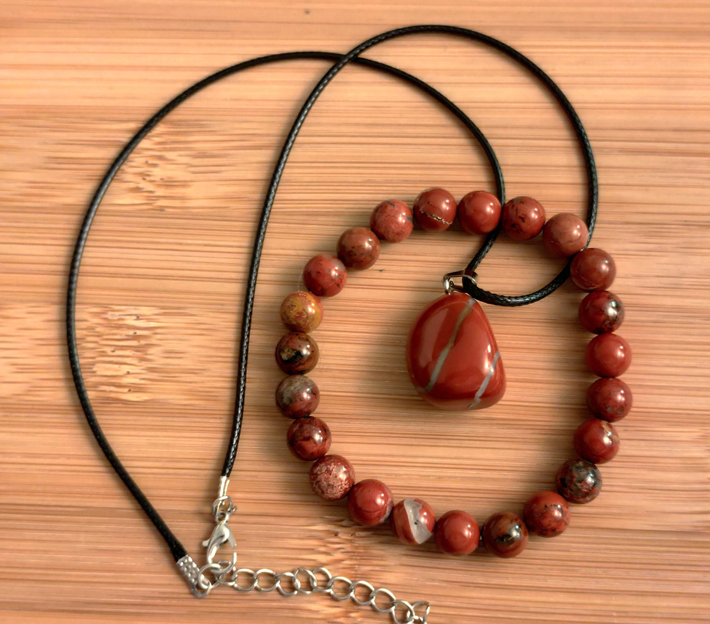 2er Set Naturstein Edelstein roter Jaspis Armband und Anhänger inkl.Kette Nr.36