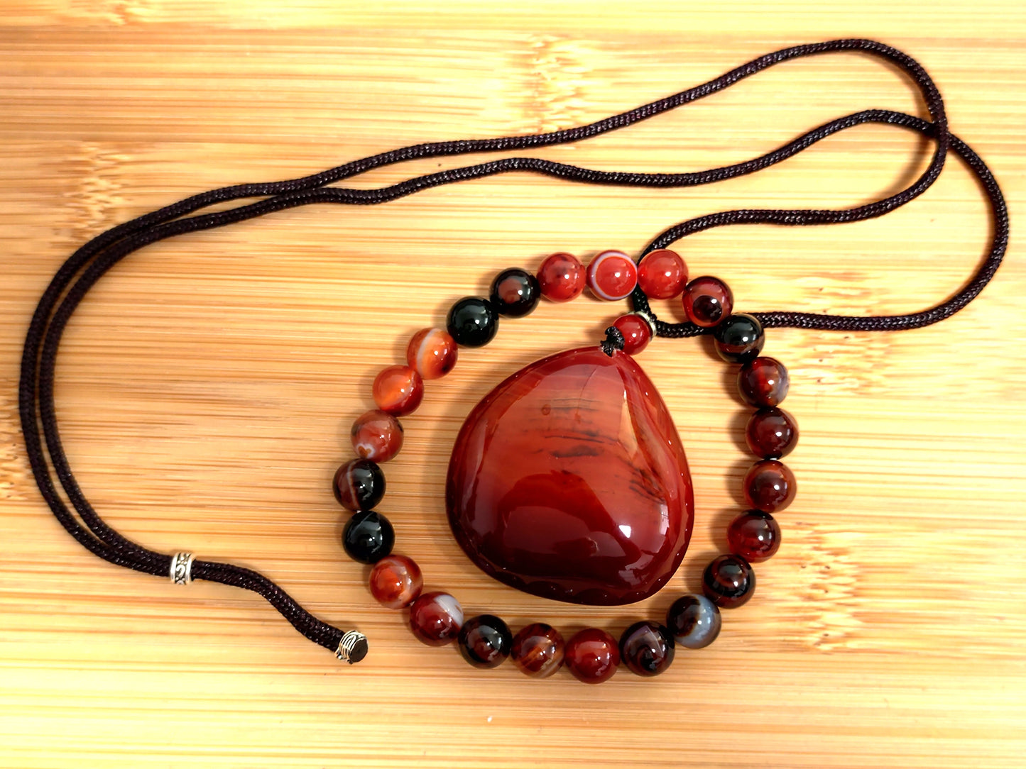 2er Set Naturstein Edelstein Achat Sardonyx Armband + Anhänger inkl.Kordel Nr.39