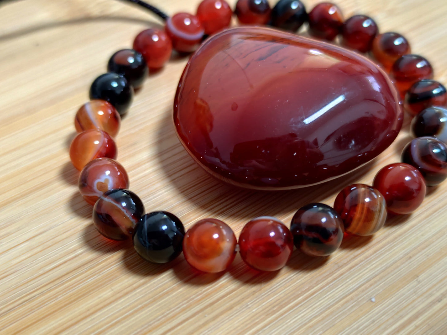 2er Set Naturstein Edelstein Achat Sardonyx Armband + Anhänger inkl.Kordel Nr.39