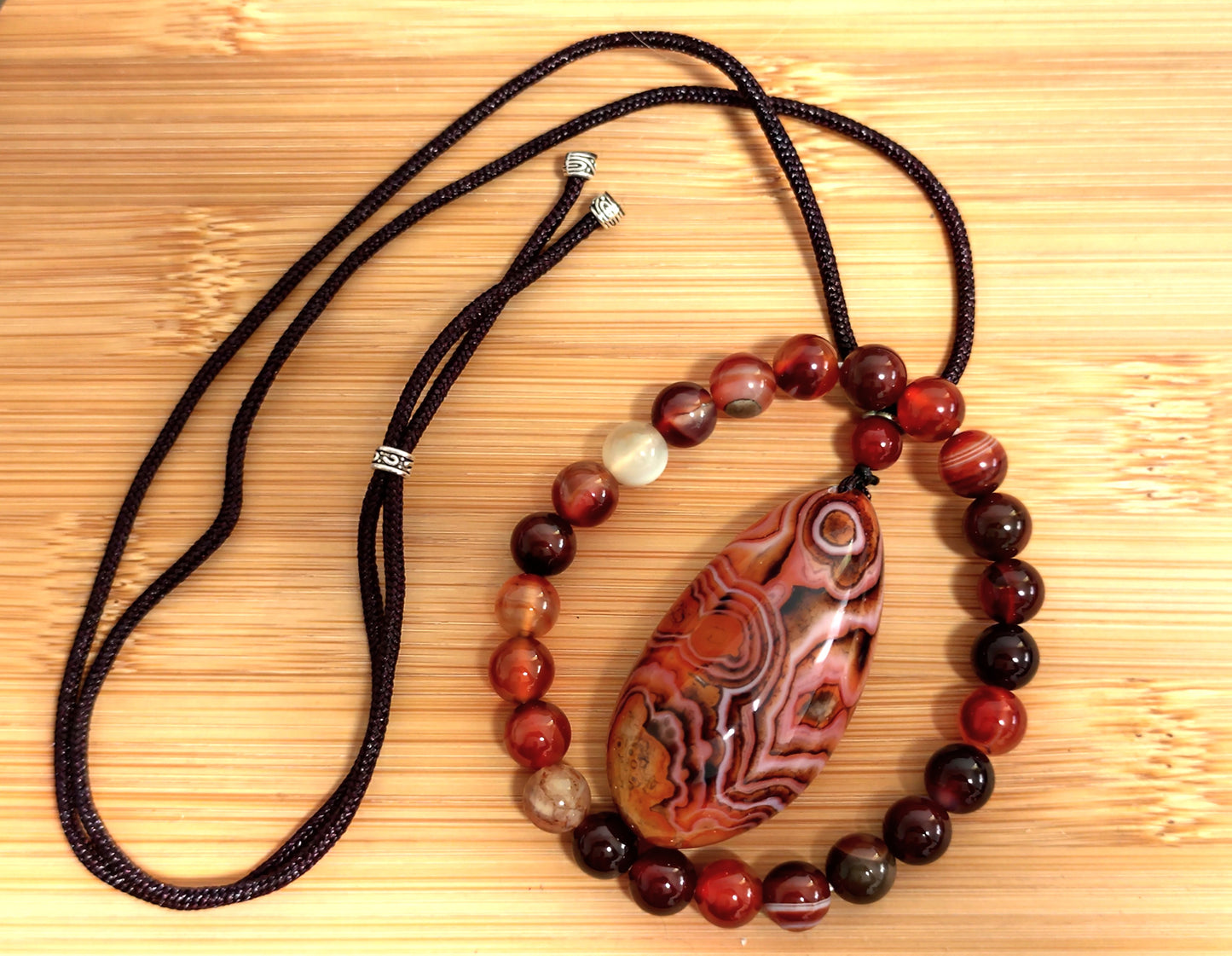 2er Set Naturstein Edelstein Achat Sardonyx Armband + Anhänger inkl.Kordel Nr.40