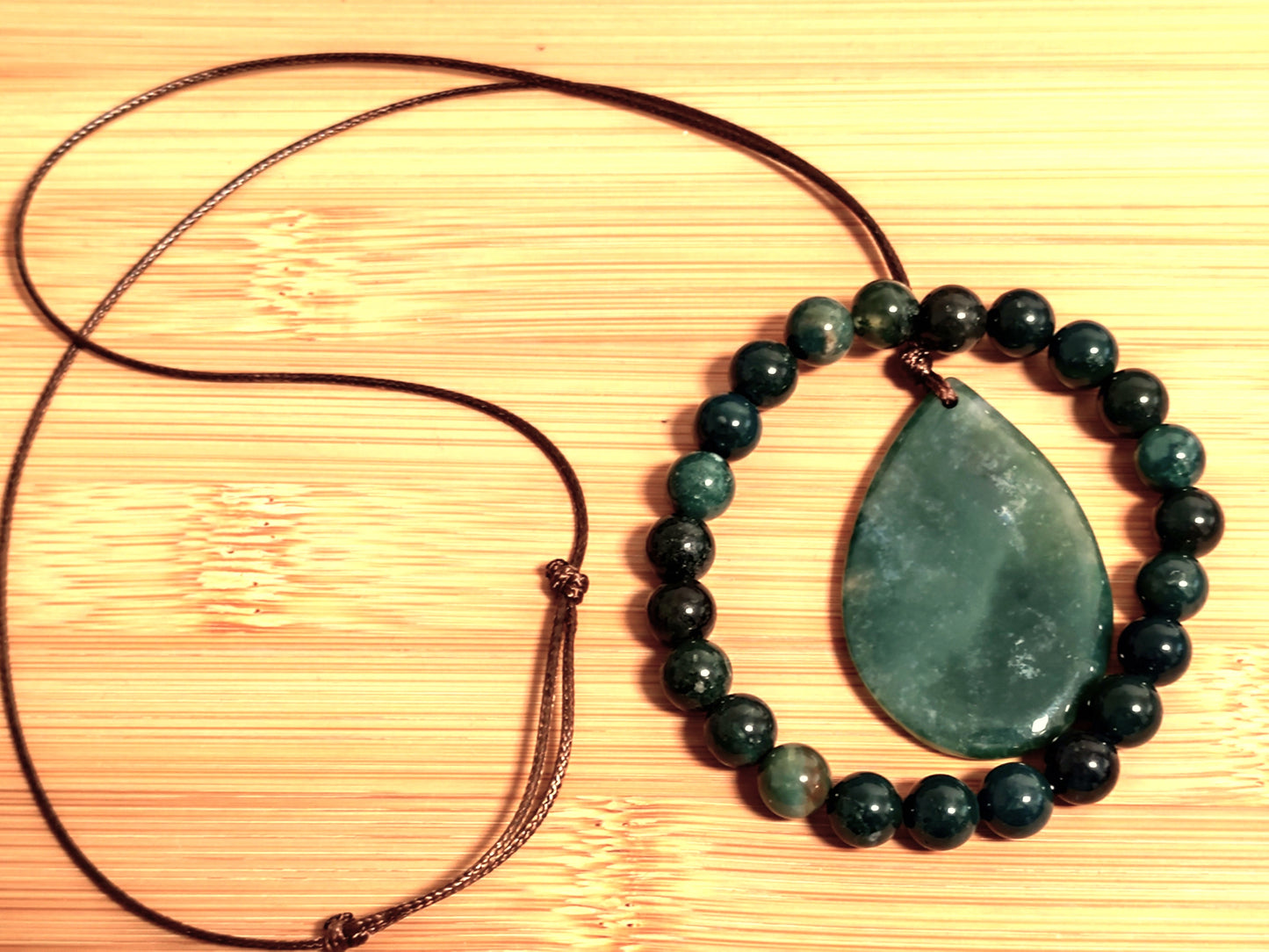2er Set Naturstein Edelstein Moosachat Achat Armband + Anhänger inkl.Kordel Nr.45
