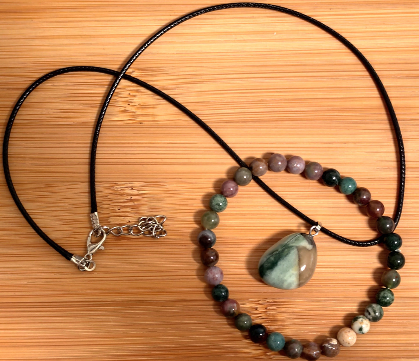 2er Set Naturstein Edelstein Indischer Achat Armband + Anhänger inkl.Kordel Nr.46