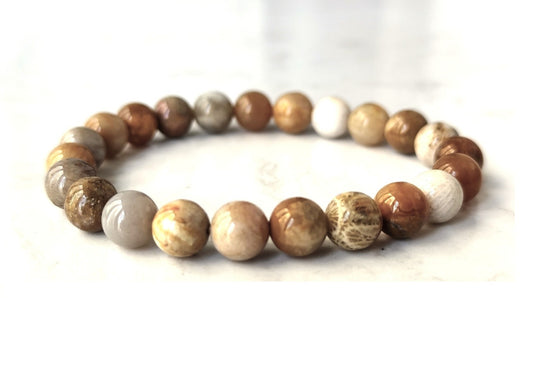 6 mm 8 mm Korallenfossil Armband