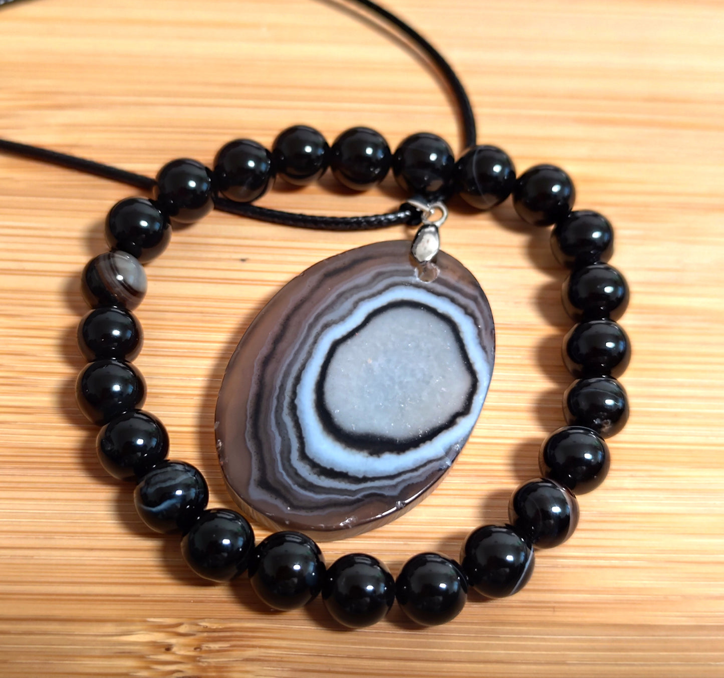 2er Set Naturstein Edelstein Achat Armband und Anhänger inkl.Kordel Nr.57