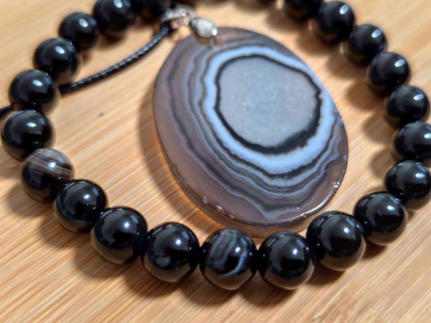 2er Set Naturstein Edelstein Achat Armband und Anhänger inkl.Kordel Nr.57