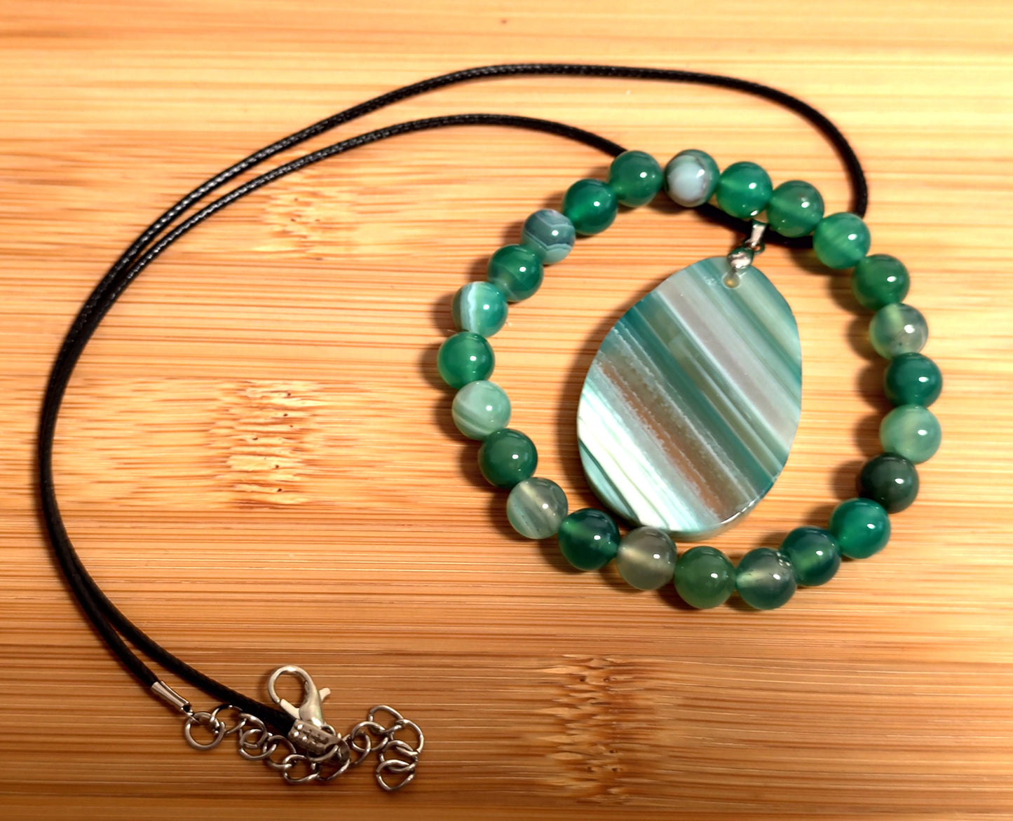 2er Set Naturstein Edelstein Achat Armband und Anhänger inkl.Kordel Nr.58
