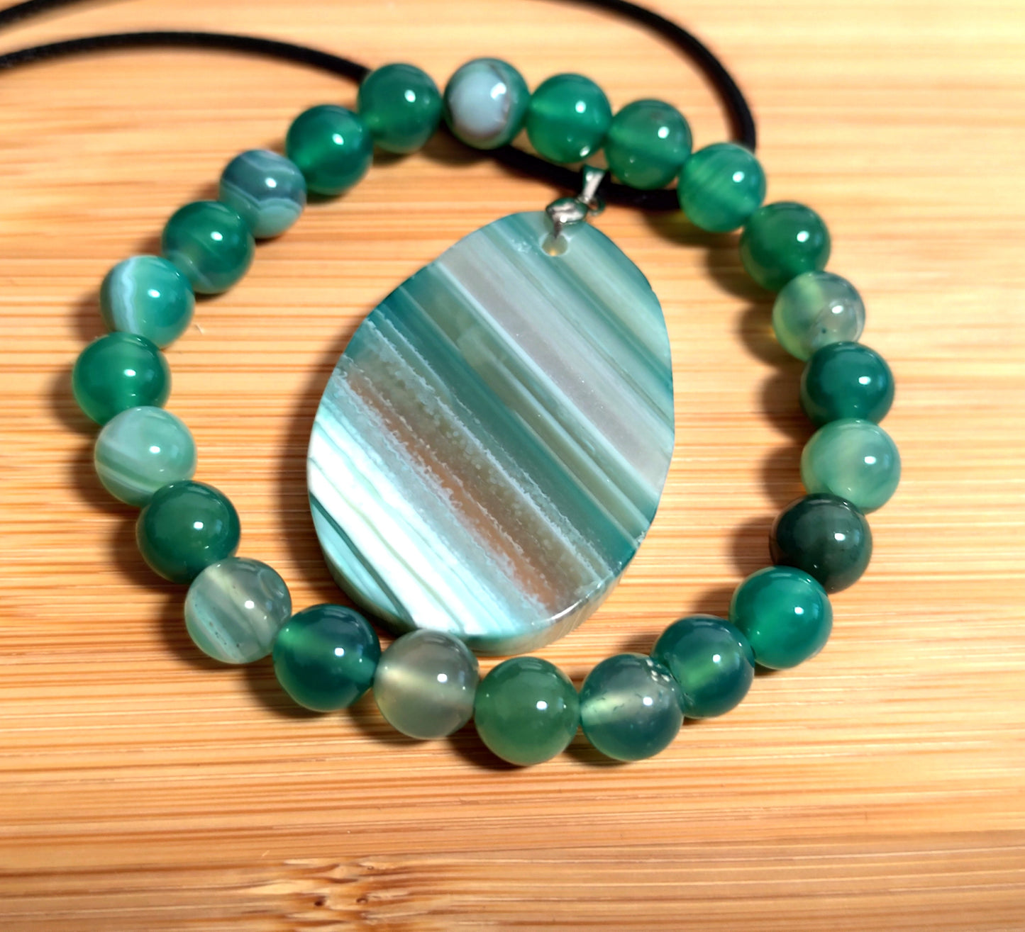 2er Set Naturstein Edelstein Achat Armband und Anhänger inkl.Kordel Nr.58