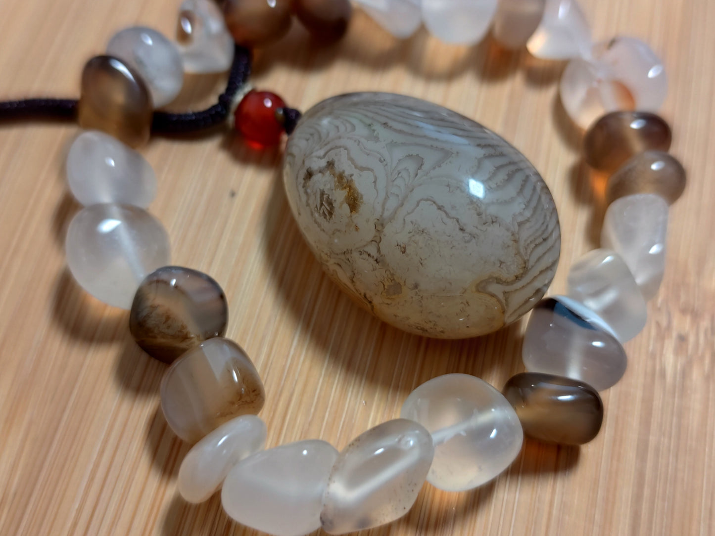 2er Set Naturstein Edelstein Sardonyx Achat Armband + Anhänger inkl.Kordel Nr.62