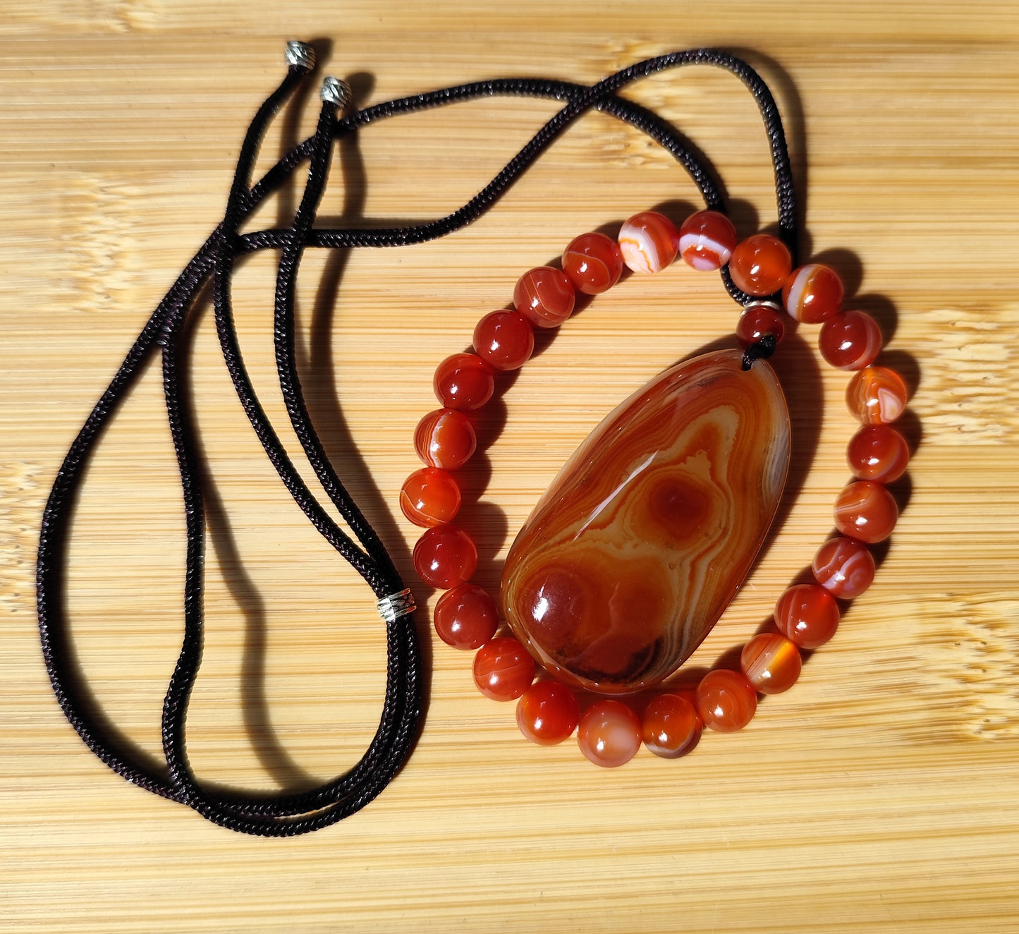 2er Set Naturstein Edelstein Achat Sardonyx Armband + Anhänger inkl.Kordel Nr.86
