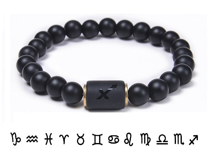 Sternzeichen Horoskop Naturstein Armband Perlenarmband Kugelarmband matt Onyx