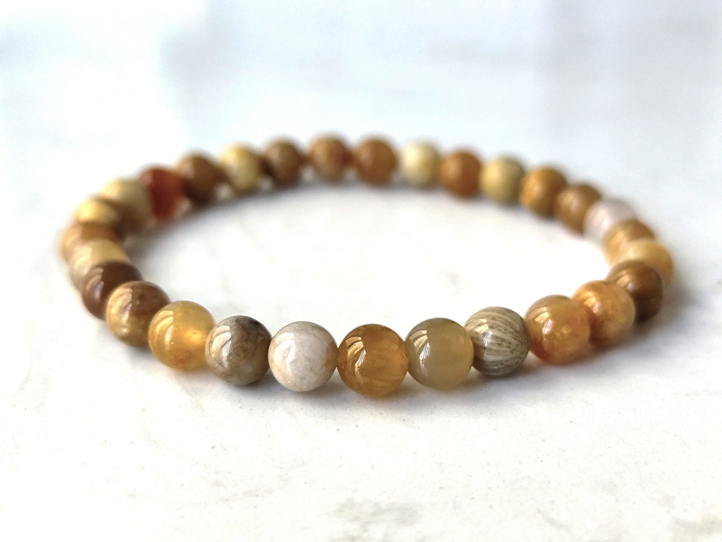 6 mm 8 mm Korallenfossil Armband