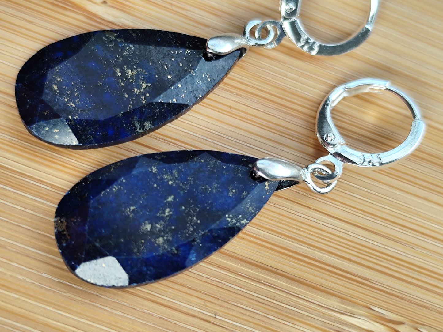 Naturstein Edelstein Lapislazuli Ohrringe 925 Silber