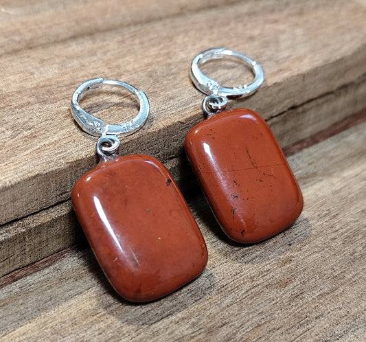 Naturstein roter Jaspis Ohrringe 925 Silber