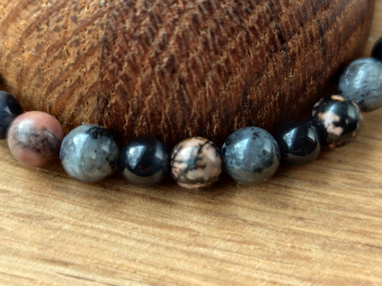 6 mm 8 mm Naturstein Rhodonit Obsidian Lavrikit Kugelarmband