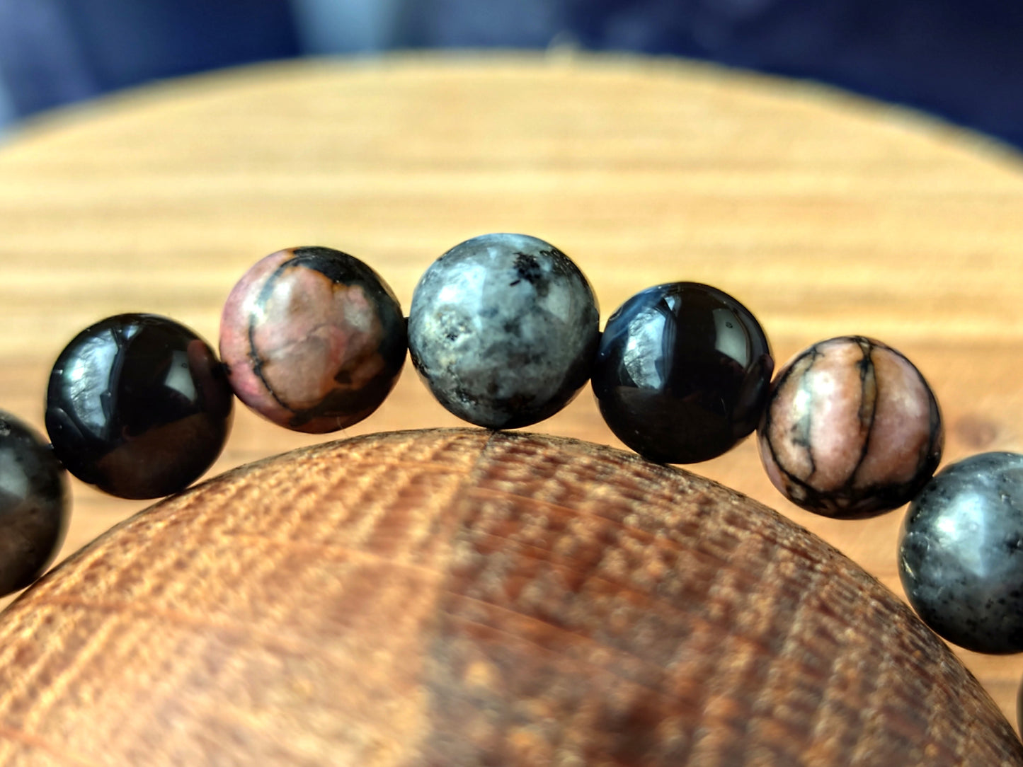 6 mm 8 mm Naturstein Rhodonit Obsidian Lavrikit Kugelarmband