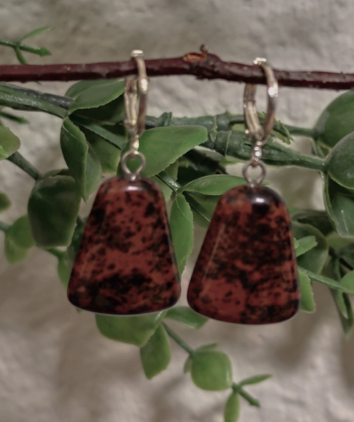 Naturstein Edelstein Mahagoni- Obsidian Ohrringe 925 Silber