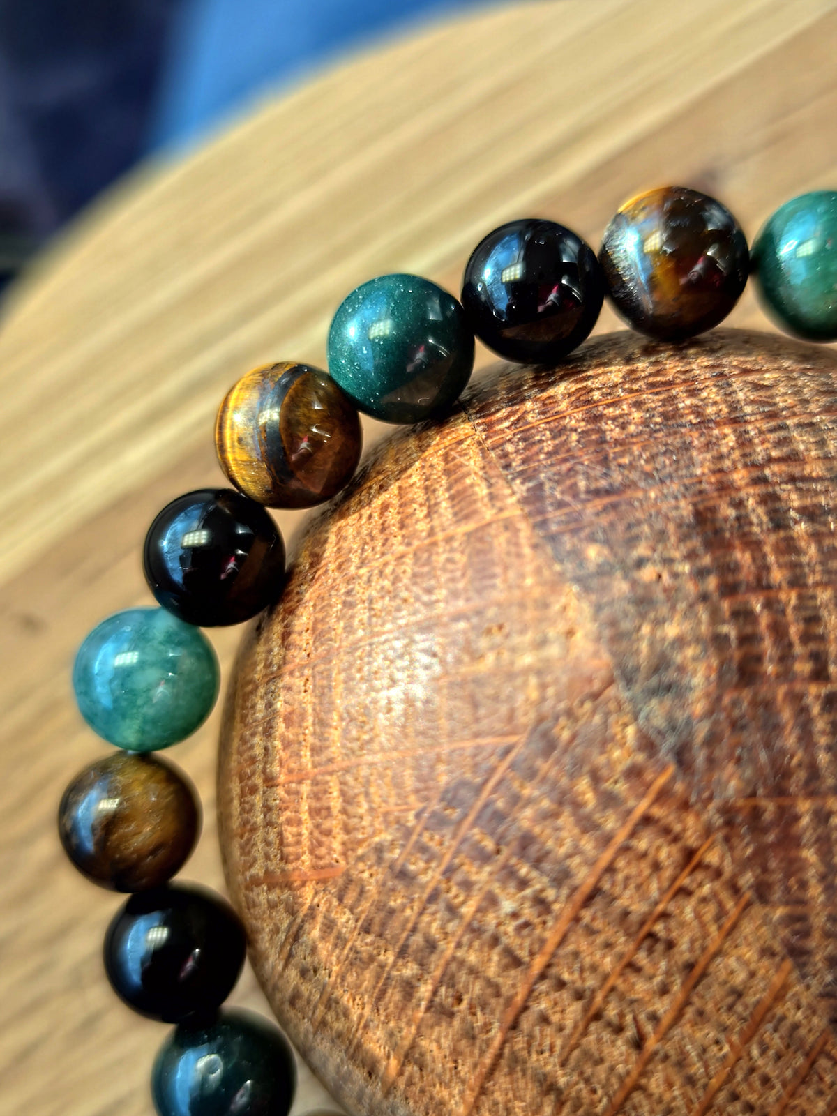 6 mm 8 mm Naturstein Moosachat Tigerauge Obsidian Kugelarmband Perlen Armband