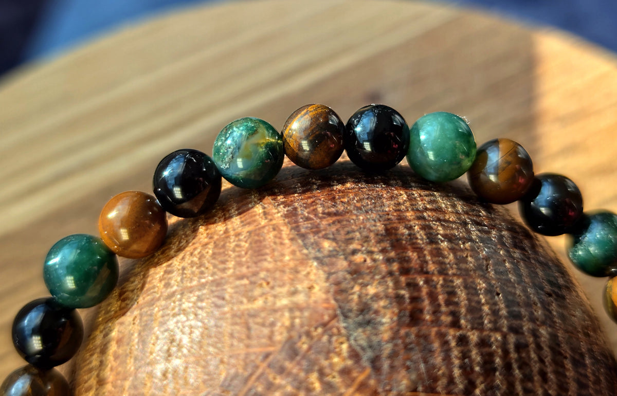 6 mm 8 mm Naturstein Moosachat Tigerauge Obsidian Kugelarmband Perlen Armband