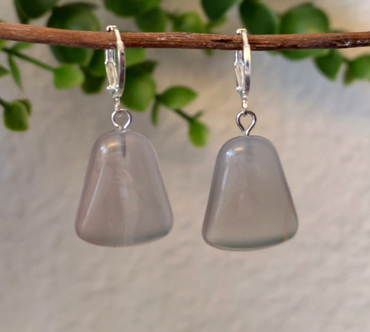 Naturstein Edelstein grauer Achat Ohrringe 925 Silber