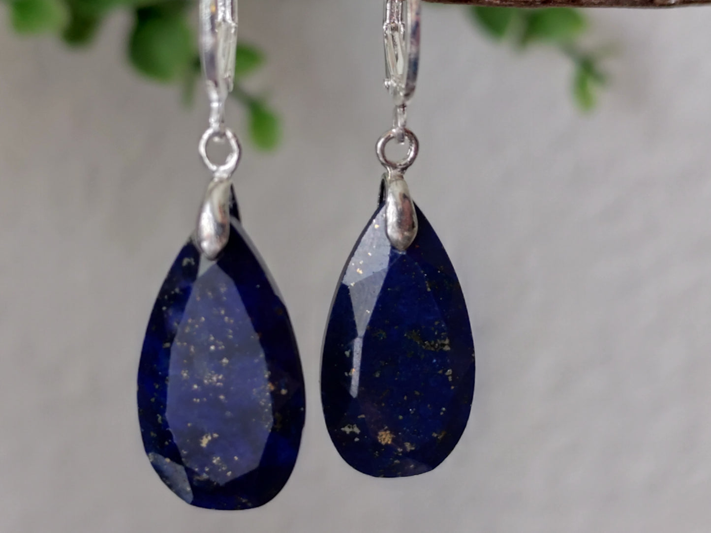 Naturstein Edelstein Lapislazuli Ohrringe 925 Silber