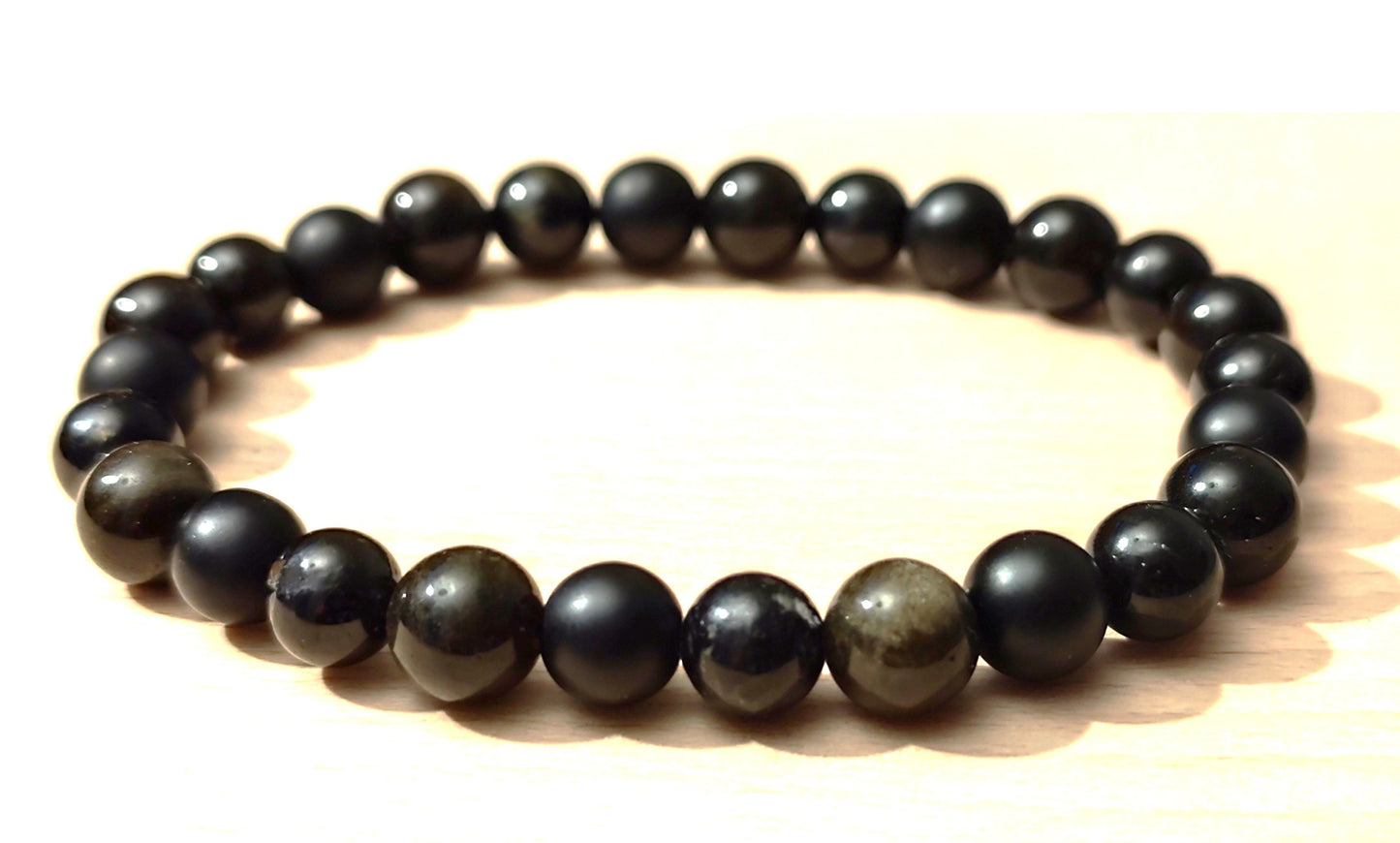 6 mm 8 mm Edelstein Turmalin (Schörl) / Obsidian / Onyx Perlen Armband Kugelarmband