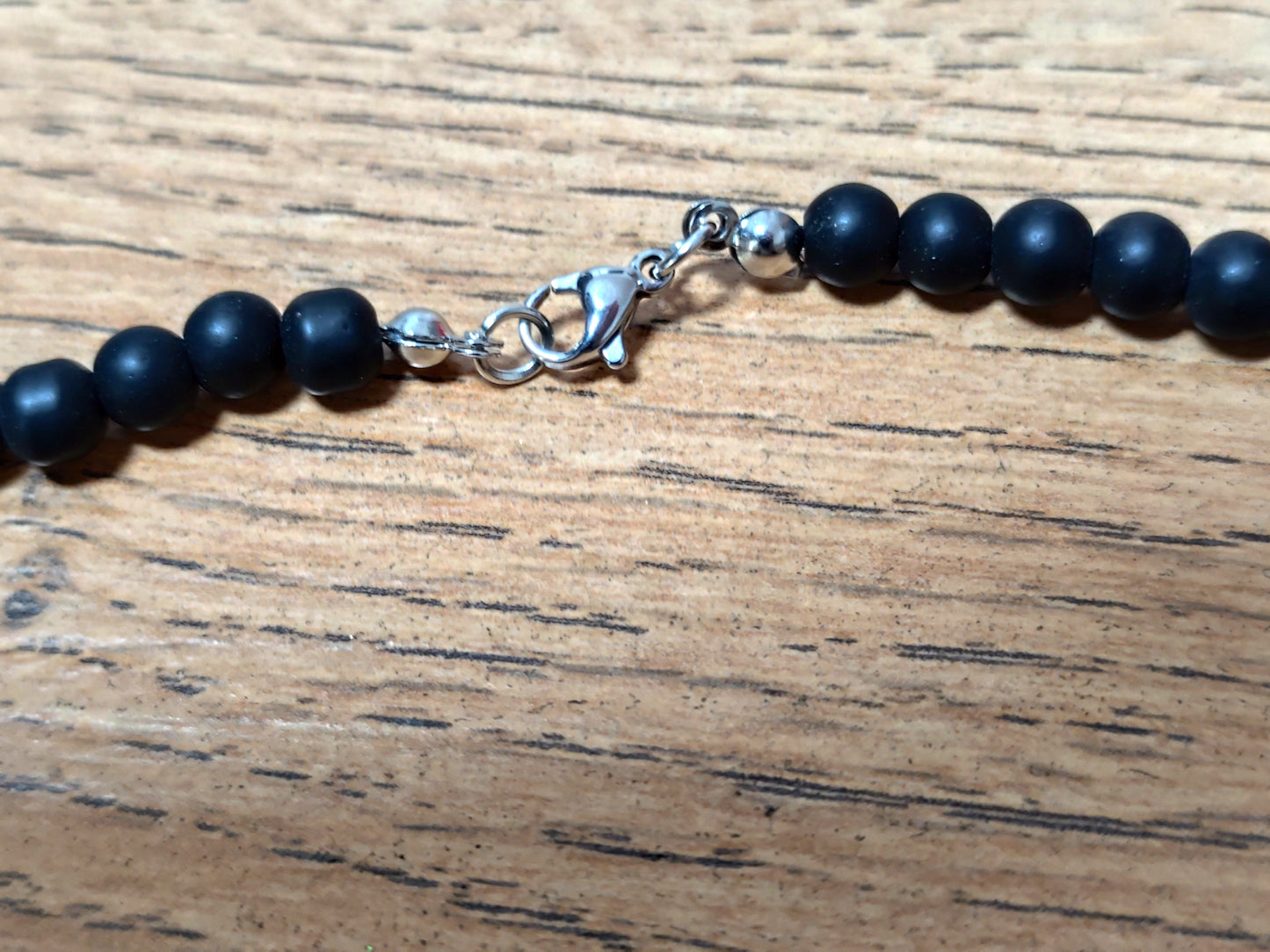 Herren 6 mm Naturstein Perlen Halskette matt Onyx / Lavastein
