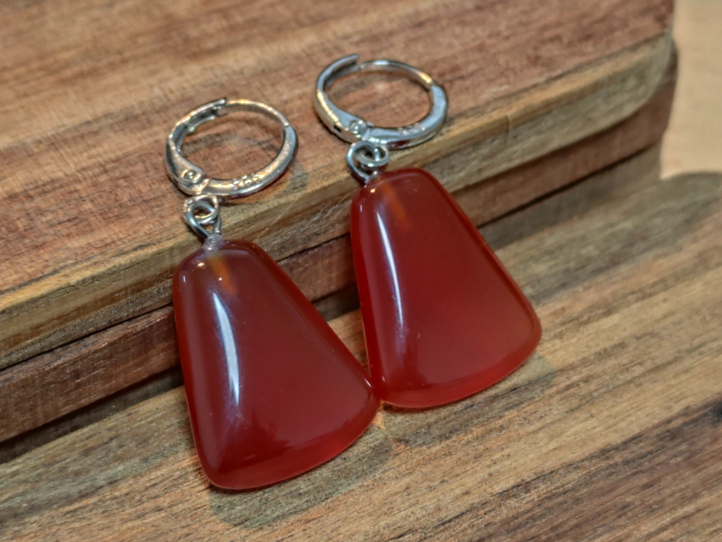 Naturstein Edelstein roter Achat Karneol Ohrringe 925 Silber