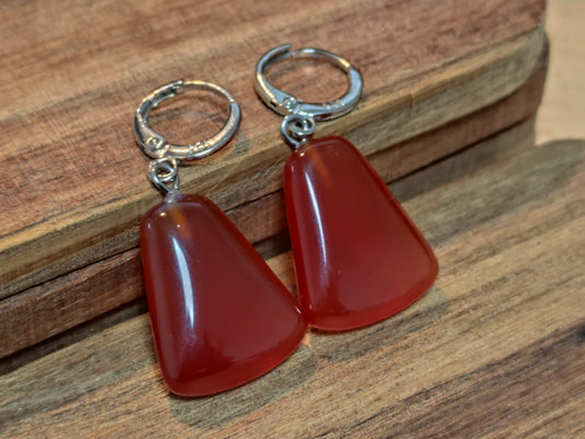 Naturstein Edelstein roter Achat Karneol Ohrringe 925 Silber