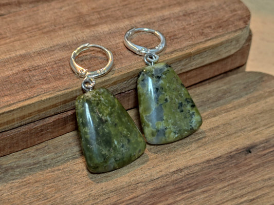 Naturstein Edelstein Unakit Ohrringe 925 Silber