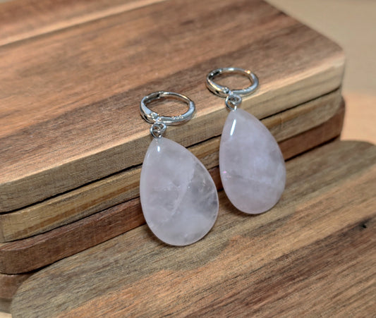 Naturstein Edelstein Quarz rosa Ohrringe 925 Silber