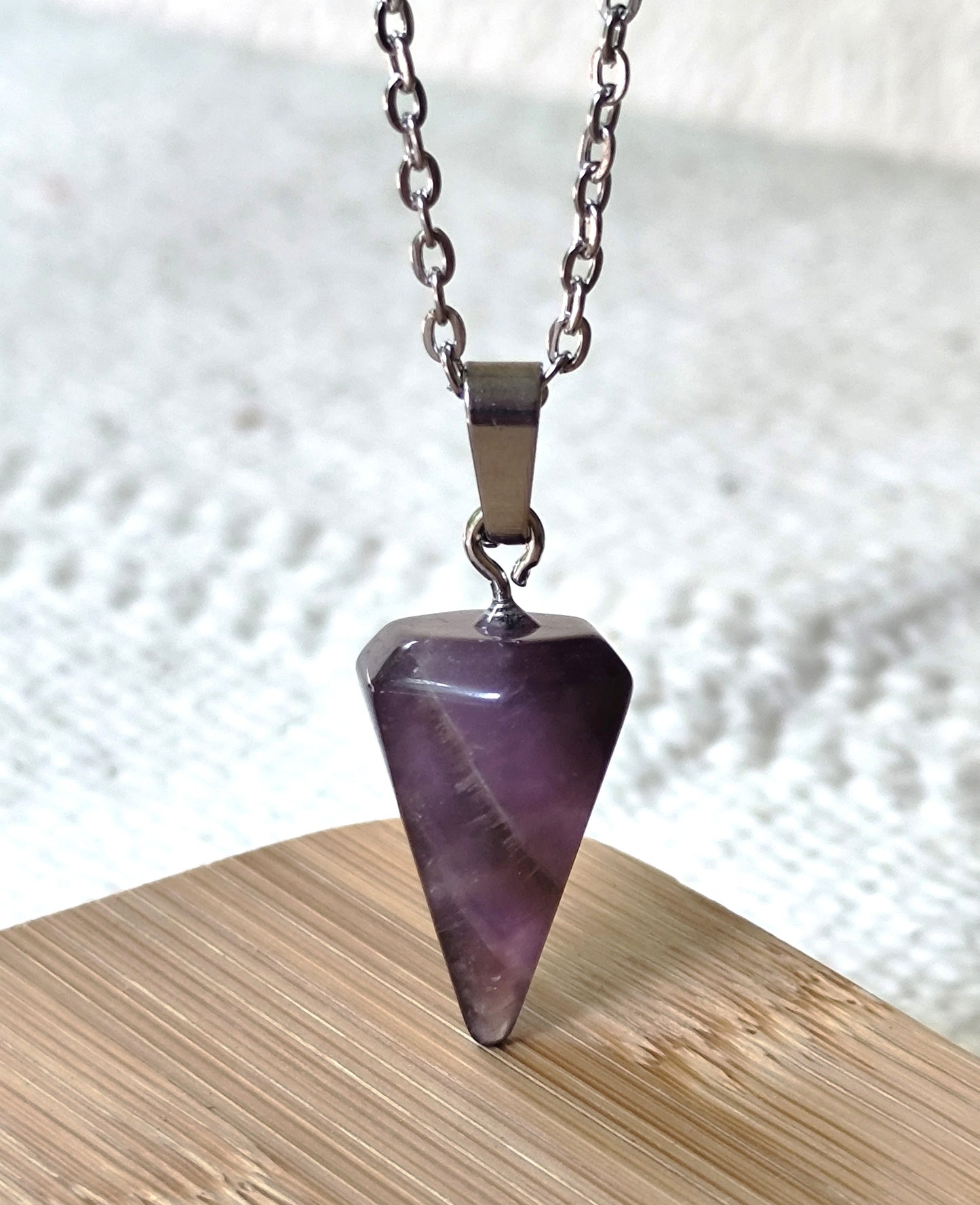 22 x 14 mm Anhänger Amethyst Naturstein inkl. Kette